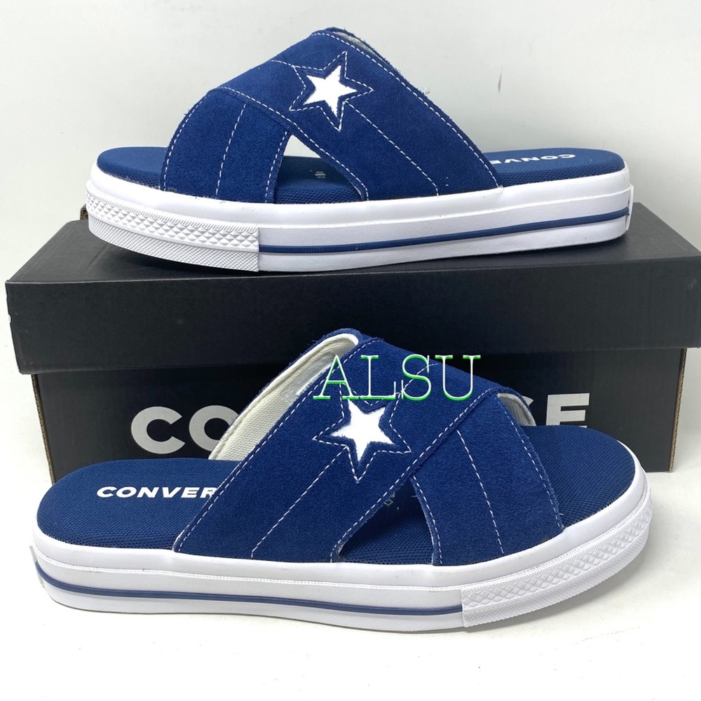 Converse One Star Sandal Slides Sip Navy Suede Women’s Sizes 564147C